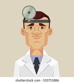 Ophthalmologist doctor man character. Vector flat cartoon illustration