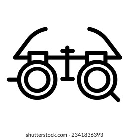 Icono de línea de gafas oftalmólogas, concepto de medicina, signo de gafas de prueba ocular en fondo blanco, ícono de equipo oftalmólogo en contorno para diseño web móvil. Gráficos vectoriales.