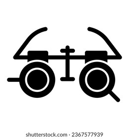Icono sólido de gafas oftalmólogas, concepto de cuidado de la salud, signo de gafas de prueba ocular sobre fondo blanco, ícono de equipo oftalmólogo en estilo glifo para diseño móvil y web. Gráficos vectoriales