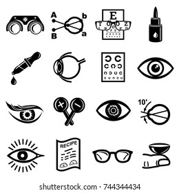 Ophthalmologist icons set. Simple illustration of 16 ophthalmologist vector icons for web