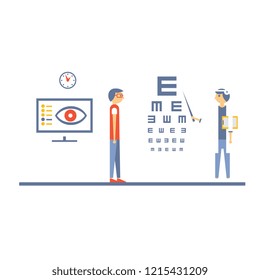 At Ophthalmologist Vector Illustartation in Flat Design