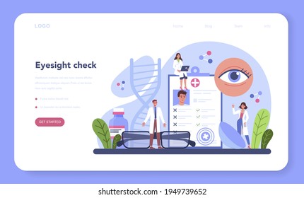 Ophthalmologist web banner or landing page. Idea of eyesight check