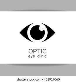 Ophthalmology business card. Optic eye clinic logo. Optic logo design template for medical care. Eye logo template. Idea for ophthalmic clinic or eye clinic. Vector illustration.