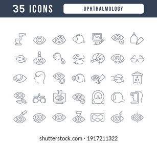 Ophthalmology. Collection of perfectly thin icons for web design, app, and the most modern projects. The kit of signs for category Medicine.