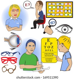 ophthalmology color vector set