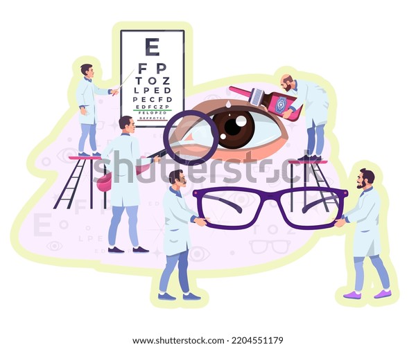Ophthalmology Concept Eye Doctors Oculists Opticians Stock Vector