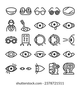 Ophthalmology contact lens prescription icon set