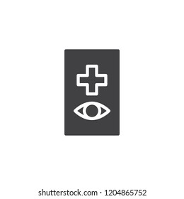 Ophthalmology cross and eye vector icon. filled flat sign for mobile concept and web design. Medical sign simple solid icon. Symbol, logo illustration. Pixel perfect vector graphics