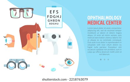 Ophthalmology and Eye Care Web Banner Design Vector Template
