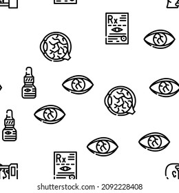 Ophthalmology Eye Disease Treat Vector Seamless Pattern Thin Line Illustration