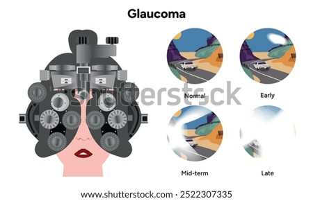 Ophthalmology eye examination. Early, mid-term and late glaucoma