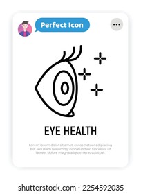 Ophthalmology: eye health thin line icon. Eye surgery logo. Modern vector illustration. 