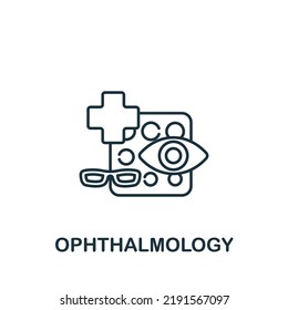 Icono de oftalmología. Icono de línea simple para plantillas, diseño web e infografías