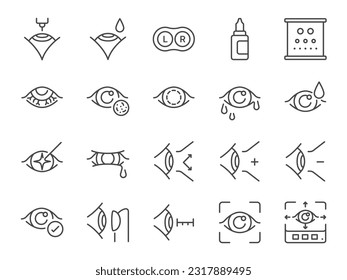 Ophthalmology icon set. It included eye, vision, eyesight, optical, and more icons. Editable Vector Stroke.