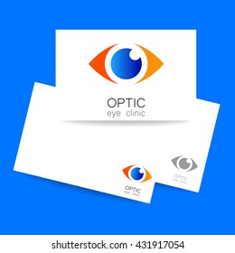 Presentación de identidad oftalmológica. Logo óptico de la clínica ocular. Plantilla de diseño de logotipo óptico para atención médica. Plantilla de logotipo ocular. Idea para clínica oftálmica o clínica ocular. Ilustración vectorial.