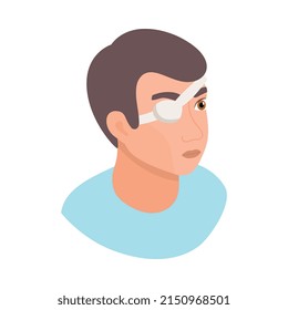 Ophthalmology isometric composition with isolated human head of patient vector illustration