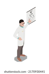 Ophthalmology isometric composition with isolated image of eyesight aid on blank background vector illustration