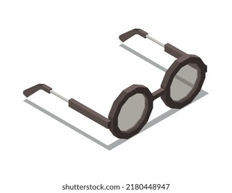 Composición isométrica de la oftalmología con imagen aislada de ayuda visual en ilustración vectorial de fondo en blanco