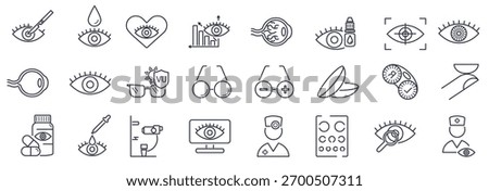 ophthalmology line icon set eye glasses test clinic