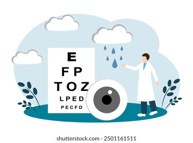 Ophthalmology medicine. Patient's vision. Eye test. Ophthalmologist doctor tests myopia