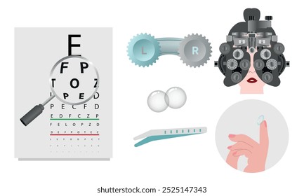 Oftalmología oculista conjunto de corrección de la visión Anatomía del ojo con tabla de examen 