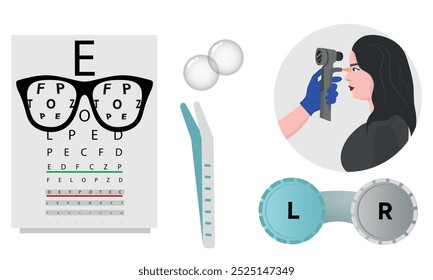 Oftalmología oculista conjunto de corrección de la visión Anatomía del ojo con tabla de examen 