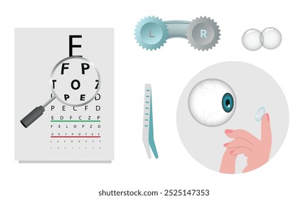 Oftalmología oculista conjunto de corrección de la visión Anatomía del ojo con tabla de examen 