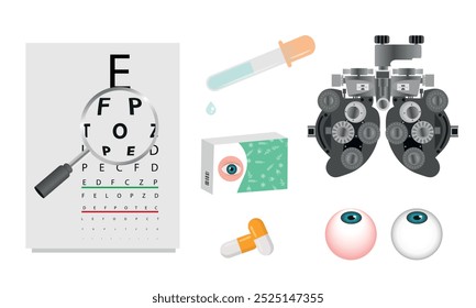 Oftalmología oculista conjunto de corrección de la visión Anatomía del ojo con tabla de examen 