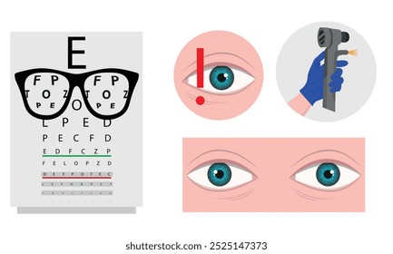 Oftalmología oculista conjunto de corrección de la visión Anatomía del ojo con tabla de examen 