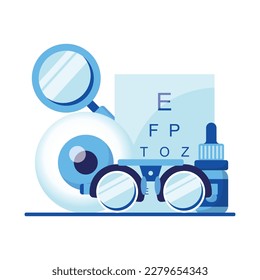 Set of eye test chart isolated or vision exam Vector Image