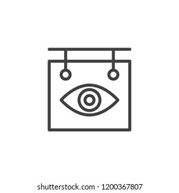 Ophthalmology signboard outline icon. linear style sign for mobile concept and web design. Optical clinic shop simple line vector icon. Symbol, logo illustration. Pixel perfect vector graphics
