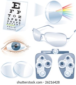 Ophthalmology vector icon set