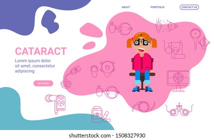 Ophthalmology, vision check, cataract vector illustration.  The concept of eye health. Can be used for landing page, template, user interface, web, mobile app, poster, banner, flyer.