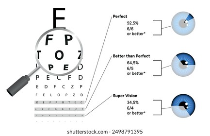 Prueba de visión oftalmológica e información estadística sobre la visión con lupa 