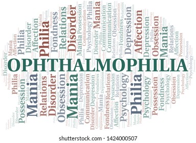 Ophthalmophilia word cloud. Type of Philia.