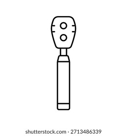 Ophthalmoskop Optometrie Augenlinie Symbol Vektor. Augenoptometrisches Augenzeichen. isoliertes Kontursymbol, schwarze Illustration