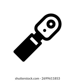 Ophthalmoscope. Outlined stroke vector icon with black-filled details.