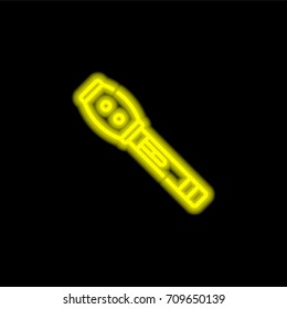 Ophthalmoscope yellow glowing neon ui ux icon. Glowing sign logo vector