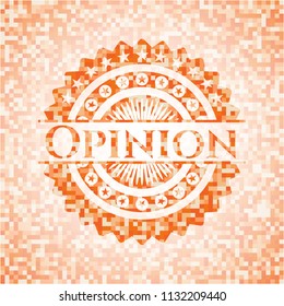 Opinion abstract orange mosaic emblem with background