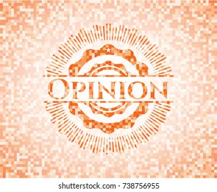 Opinion abstract orange mosaic emblem with background