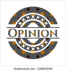 Opinion arabic badge. Arabesque decoration.