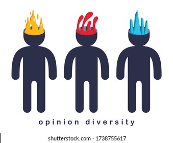 Opinion diversity vector concept, different perspectives metaphor, alternative worldview point of view, mind and bias.