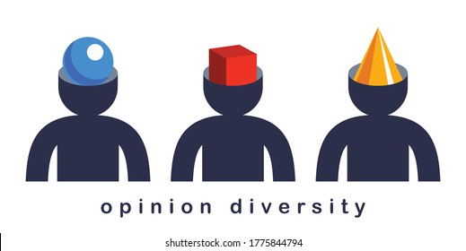 Opinion diversity vector concept, different perspectives metaphor, alternative worldview point of view, mind and bias.