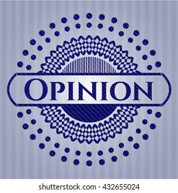 Opinion emblem with jean high quality background