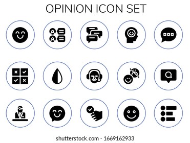 conjunto de iconos de opinión. 15 iconos de opinión rellenos. Incluidos Feliz, Comentarios, Comentarios, Negativo, Comentarista, Felicidad, Comentario, Iconos Satisfechos