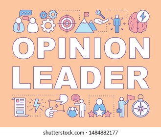 Opinion leader word concepts banner. Communication with society. Community opinion. Presentation, website. Isolated lettering typography idea with linear icons. Vector outline illustration