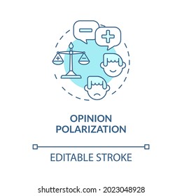 Opinion polarization blue concept icon. Negative and positive thinking. Opposition in enviromental issues abstract idea thin line illustration. Vector isolated outline color drawing. Editable stroke