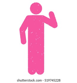 Opinion Pose grainy textured pink icon for overlay watermark stamps. Flat symbol with dirty texture. Dotted vector ink rubber seal stamp with grunge design on a white background.