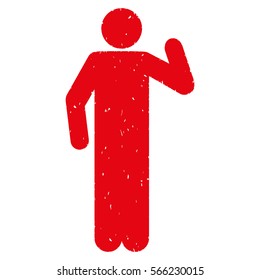 Opinion Pose grainy textured red icon for overlay watermark stamps. Flat symbol with dirty texture. Dotted vector ink rubber seal stamp with grunge design on a white background.