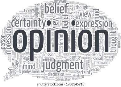 Opinion word cloud isolated on a white background
